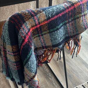 Colorful Plaid Fringe Scarf